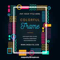 Free vector colorful abstract frame in memphis style