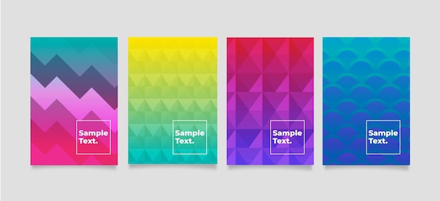 Free vector colorful abstract geometric cover pack