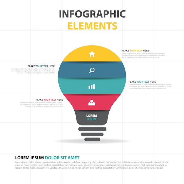 Colorful abstract lamp business infographic template