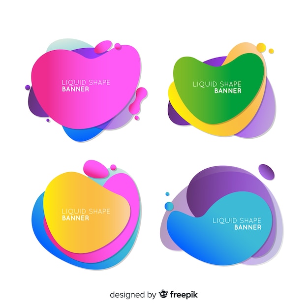 Free vector colorful abstract liquid shape banner set