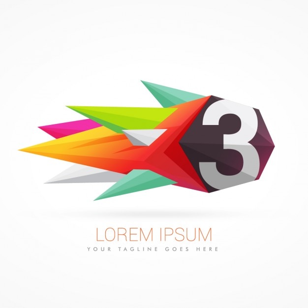 Free vector colorful abstract logo with number 3