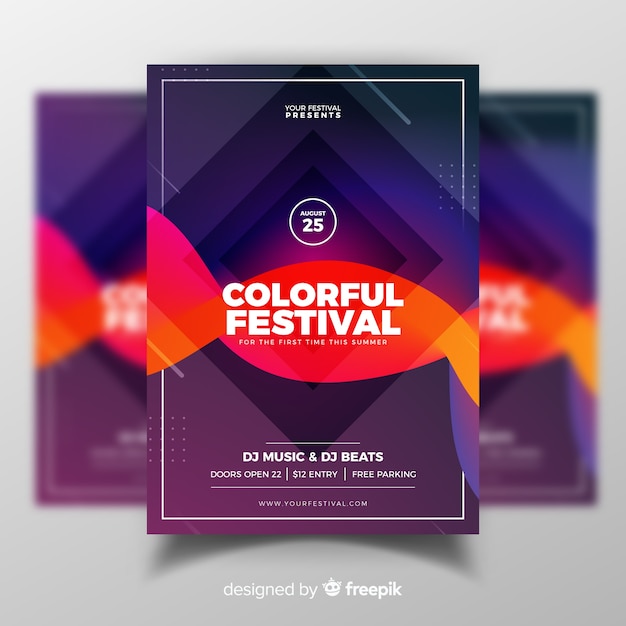 Colorful abstract music festival poster template