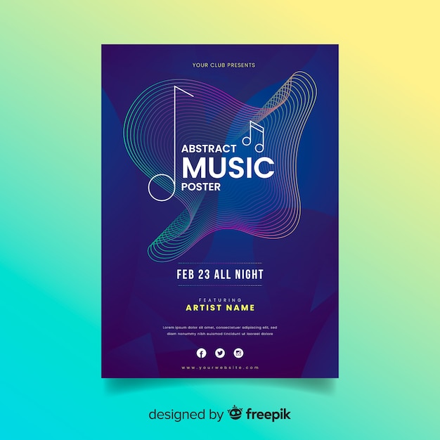 Colorful abstract music poster template