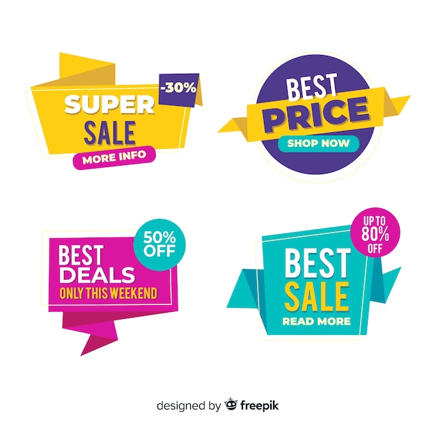 Colorful abstract origami sale banner set