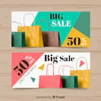 Free vector colorful abstract sale banner with photo