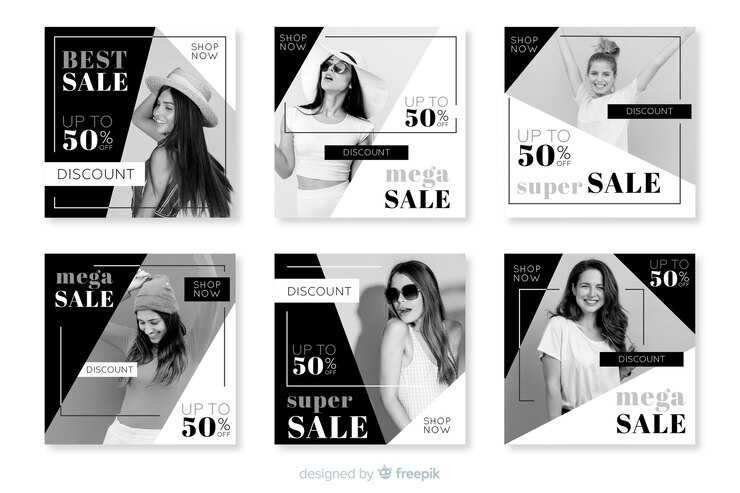 Free Vector colorful abstract sale instagram post collection with image