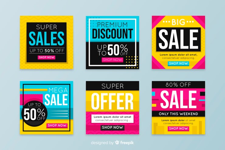 Free Vector colorful abstract sale instagram post collection