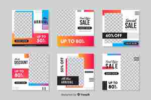 Free vector colorful abstract sale instagram post collection