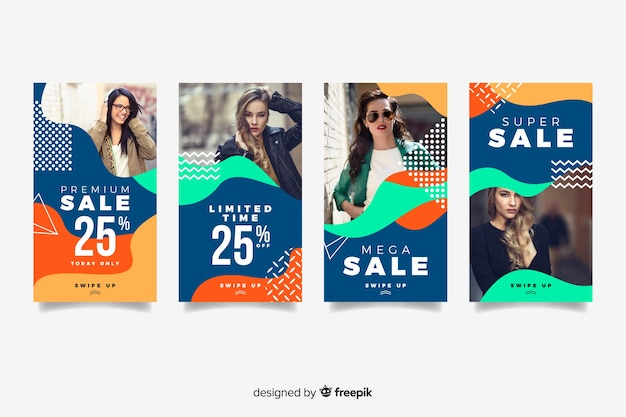 Colorful abstract sale instagram stories with photo