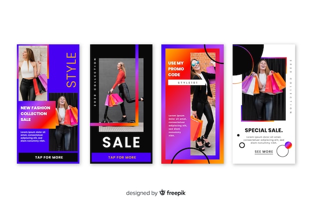 Colorful abstract sale instagram stories with photo