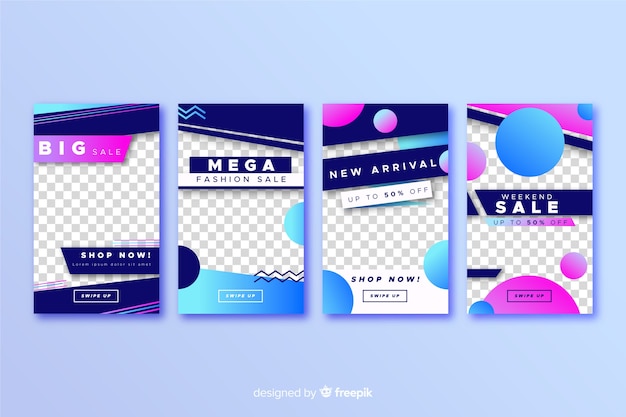 Free vector colorful abstract sale instagram stories