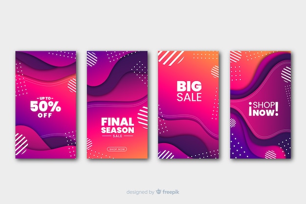 Free vector colorful abstract sale instagram stories