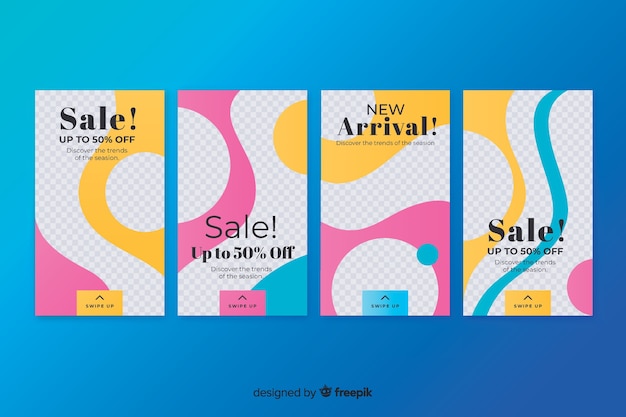 Free vector colorful abstract sale instagram stories