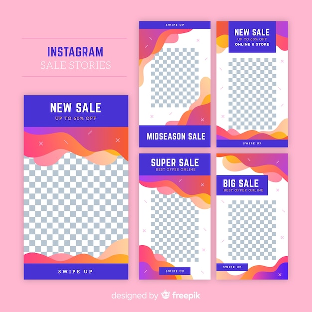Free vector colorful abstract sale instagram stories