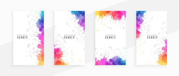 Colorful abstract splatterns banners set of four