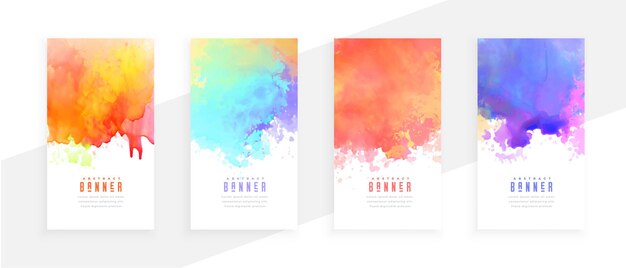 Colorful abstract watercolor splatters set