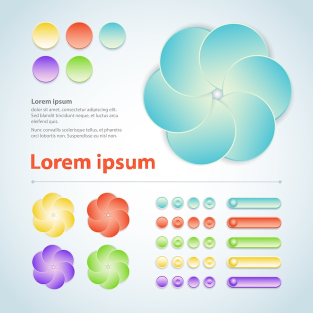 Free vector colorful abstract web ui elements design flat isolated