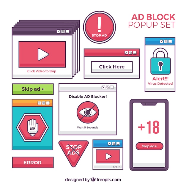 Colorful ad block concept with flat design