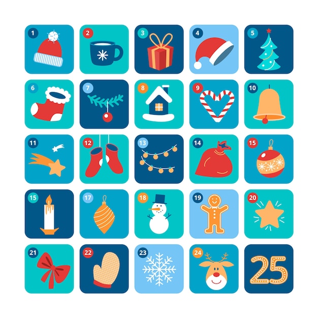 Colorful advent calendar in flat design