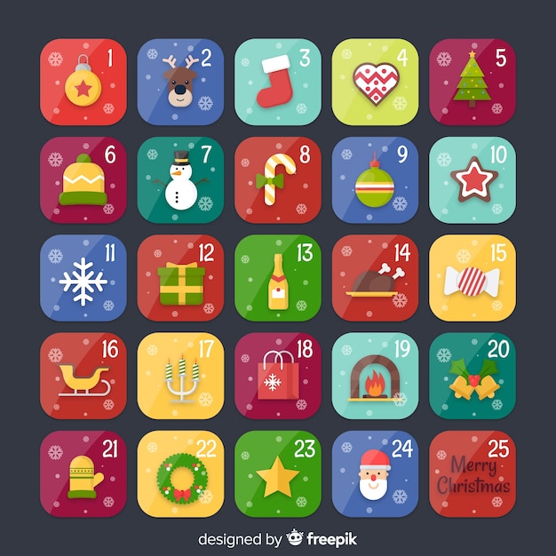 Free vector colorful advent calendar