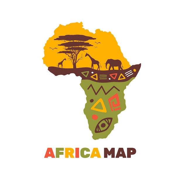 免费矢量彩色的非洲地图标志模板