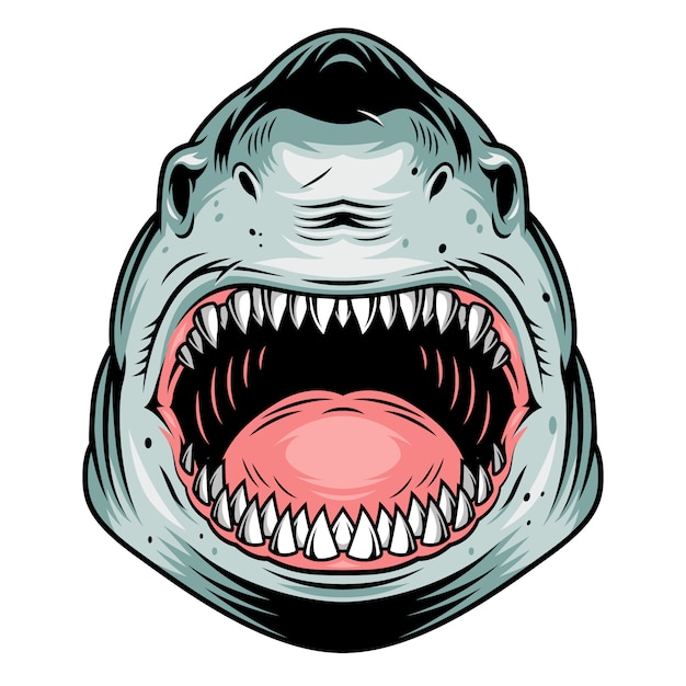 Free vector colorful aggressive shark head concept