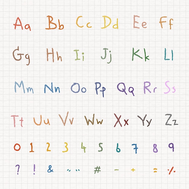 Красочный алфавит и номер на белой бумаге