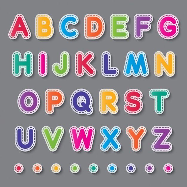 Free vector colorful alphabet with dashed lines