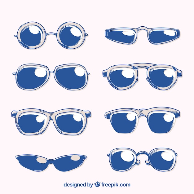 무료 벡터 화려하고 현대적인 선글라스 컬렉션