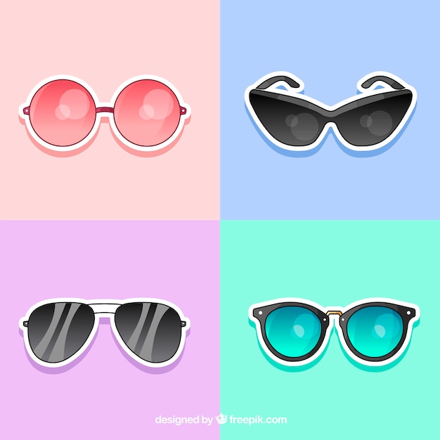 Бесплатное векторное изображение Коллекция цветных и современных солнцезащитных очков