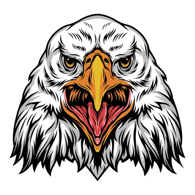 Colorful angry eagle head template