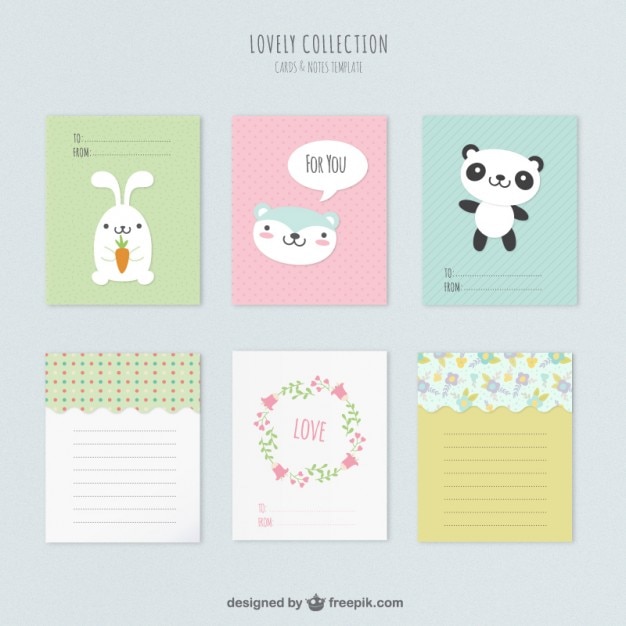 Free vector colorful animal cards