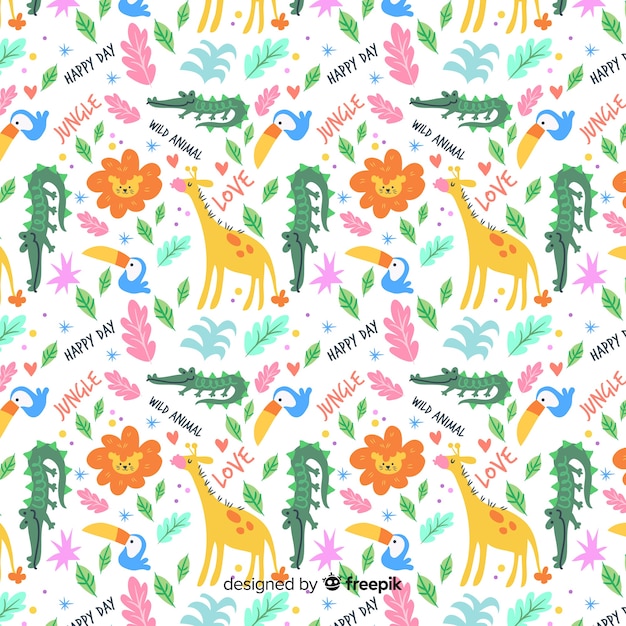 Free vector colorful animals seamless pattern