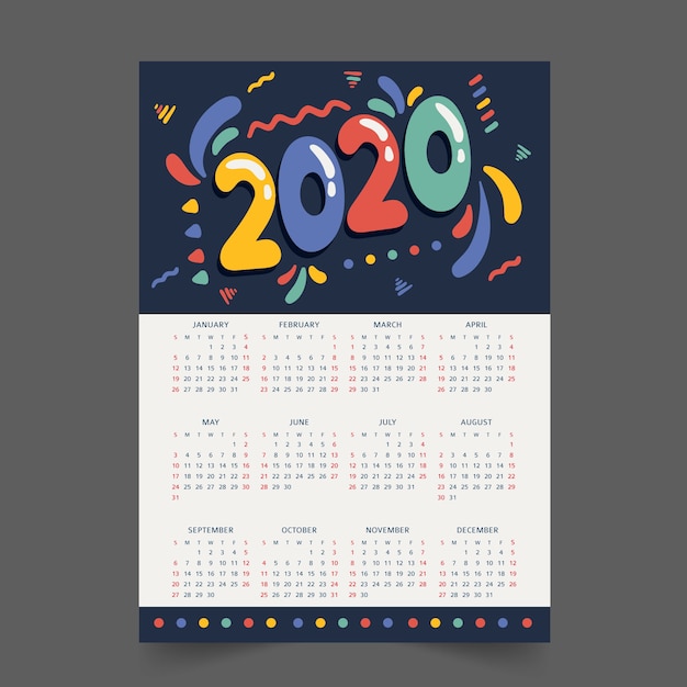 Free vector colorful annual schedule calendar