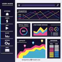Free vector colorful app dashboard with flat design