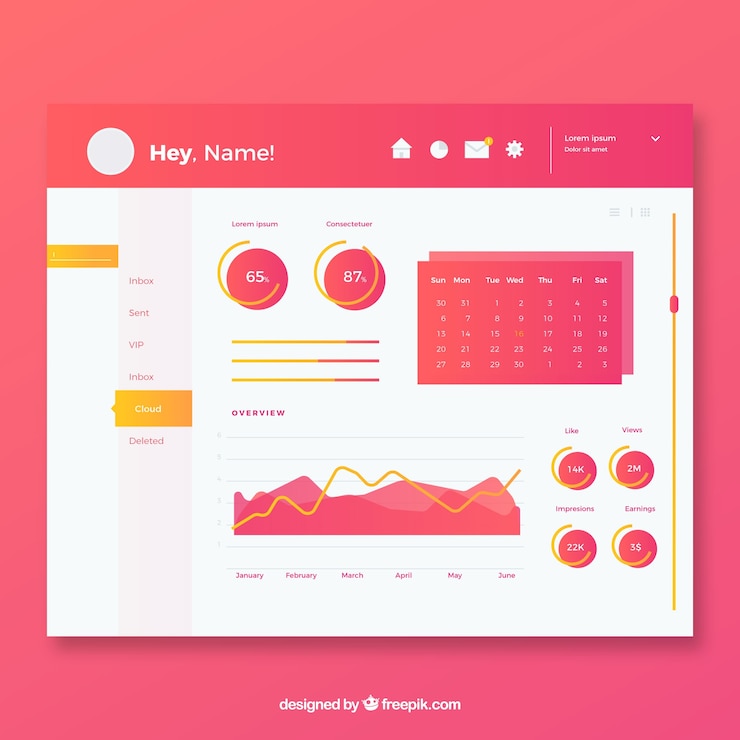 Free Vector colorful app dashboard with flat design