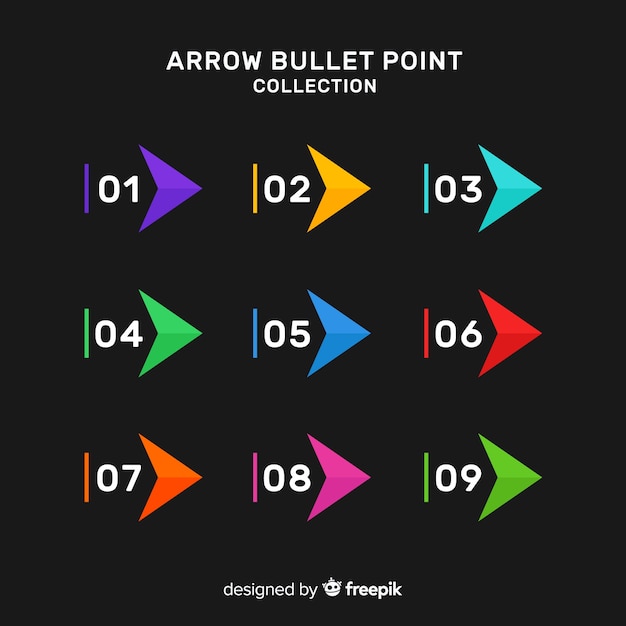 Colorful arrow bullet point collection
