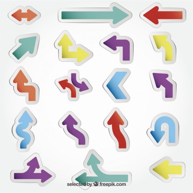 Free vector colorful arrow stickers