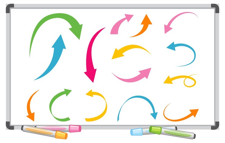 Free Vector colorful arrows on whiteboard illustration