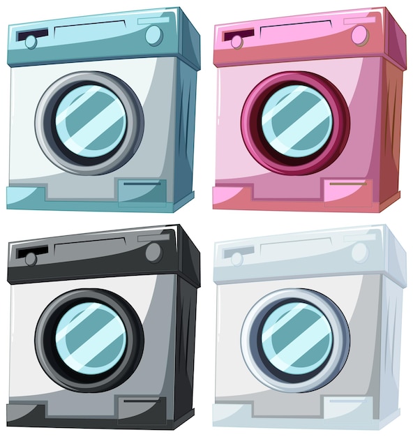 Free vector colorful assortment of vector washing machines