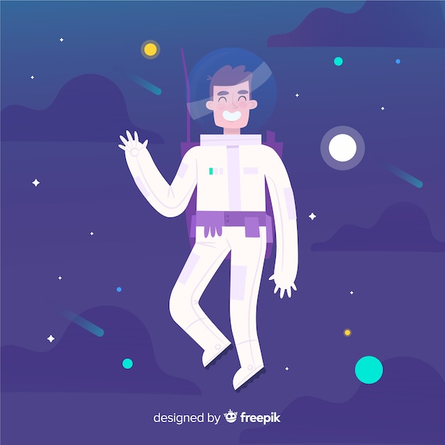 Free vector colorful astronaut composition with flat design