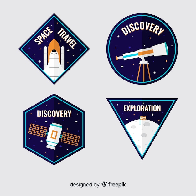 Free vector colorful astronomic stickers collection