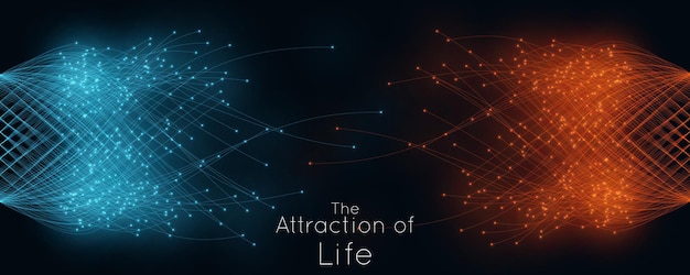 Colorful attraction of life Vector connecting particle tails Small particles strive to each other Blurred debrises into rays or lines under high speed of motion Burst explosion backdrop
