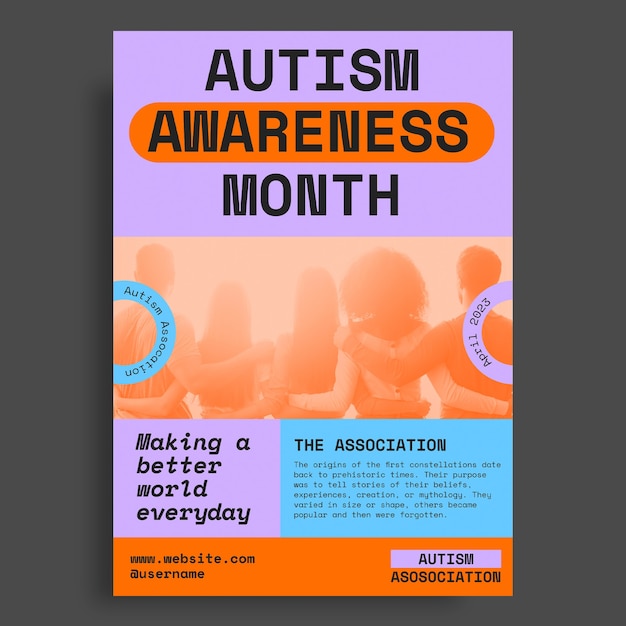 Colorful autism awareness month association poster