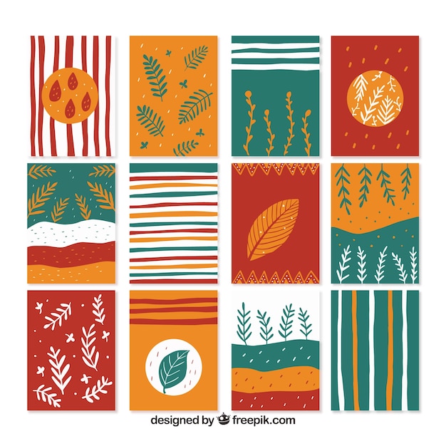 Free vector colorful autumn card collection