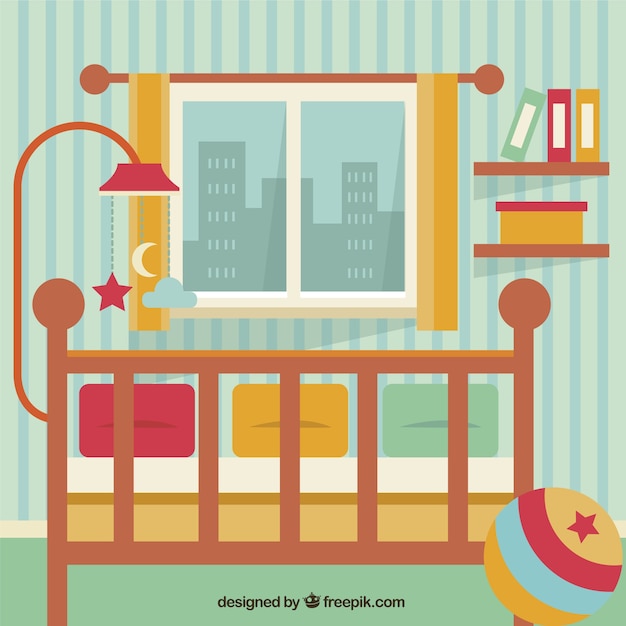 Free vector colorful baby room in flat design