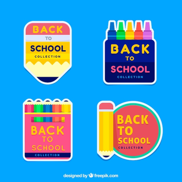 Colorful back to school label collection