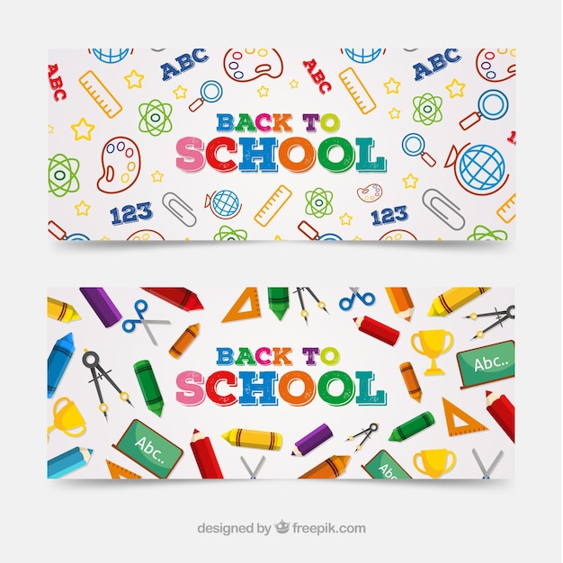 Colorful back to school web banners