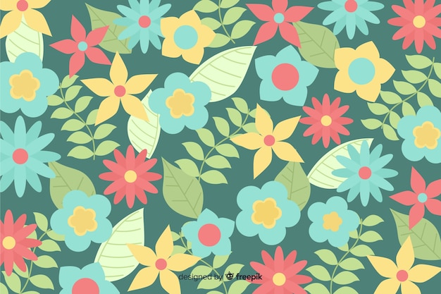 Colorful background with beautiful flowers and floral design