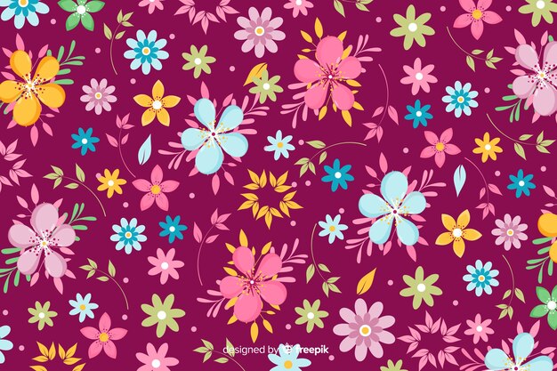 Colorful background with beautiful flowers and floral design